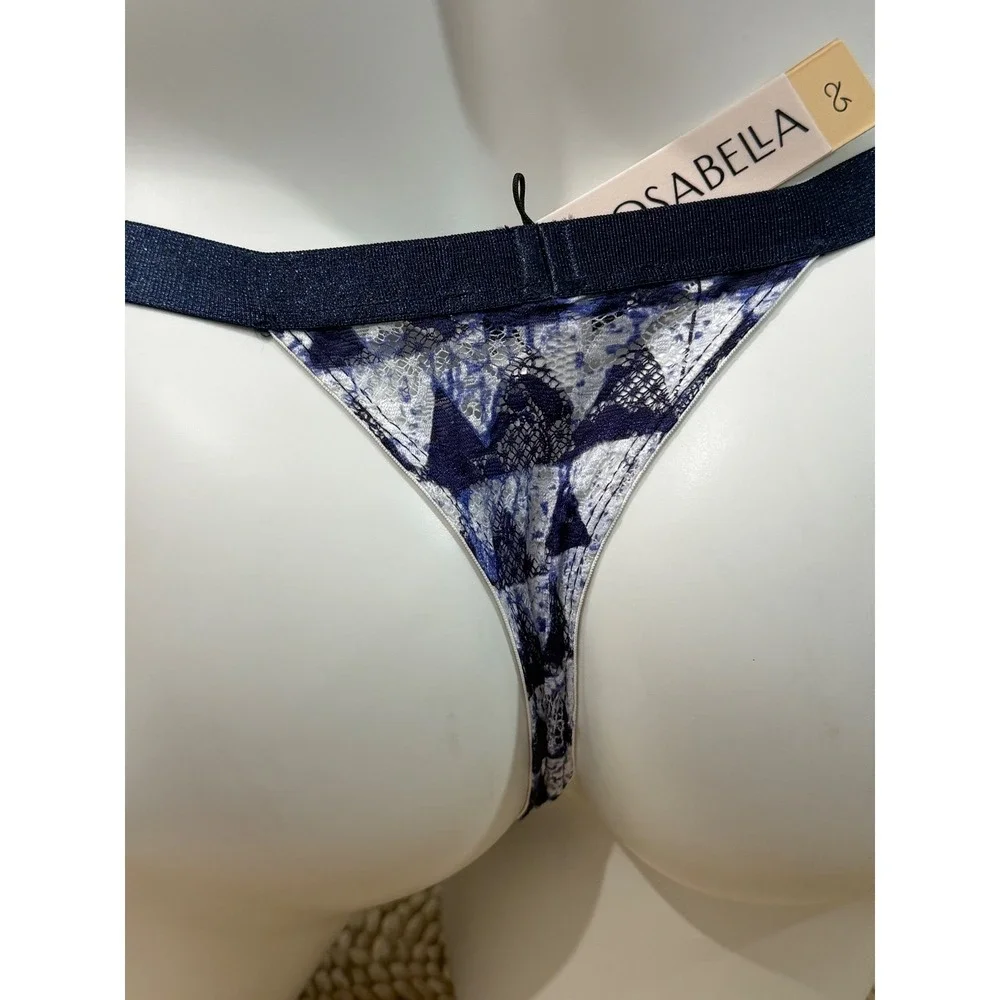 Cosabella Never Say Never‎ Men's Thong Blue White Lace Size S
